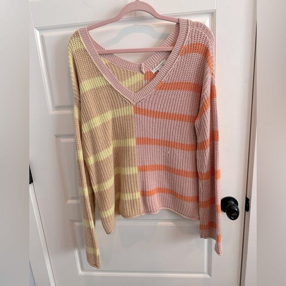 American Eagle Boho Stripe V-Neck Stripe Sweater - Picture 1 of 5